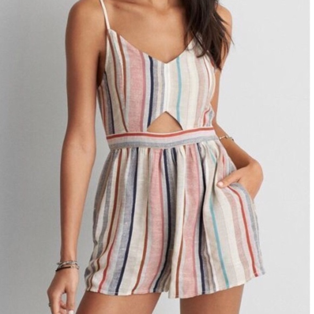 AE Multicolored stripe romper